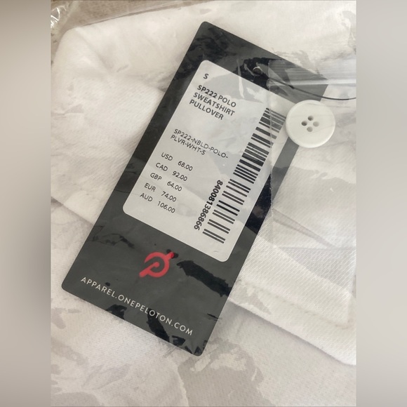 Peloton Women’s Polo Sweatshirt Pullover White w/ Graphic Back - Picture 4 of 16